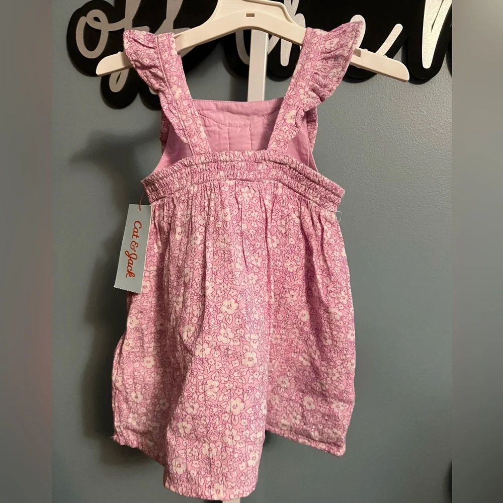 Cat & Jack Pink Tank Floral Dress With Diaper Cover. NWT 18 months